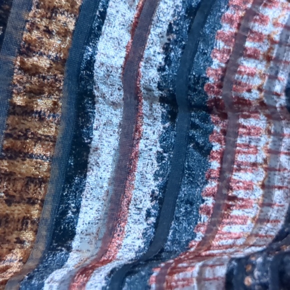 FDJ* Made in Canada long sleeve cowl neck multi colour striped velvety tunic top - Picture 11 of 12